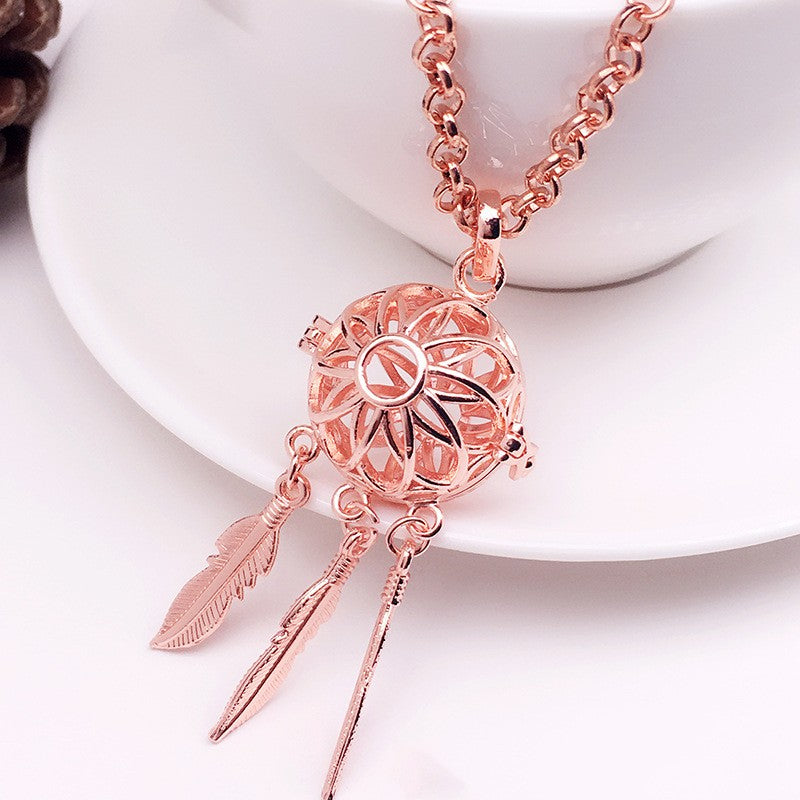 Dream Catcher Metal Sphere Holder Necklace Perfume Pendant Sweater Chain
