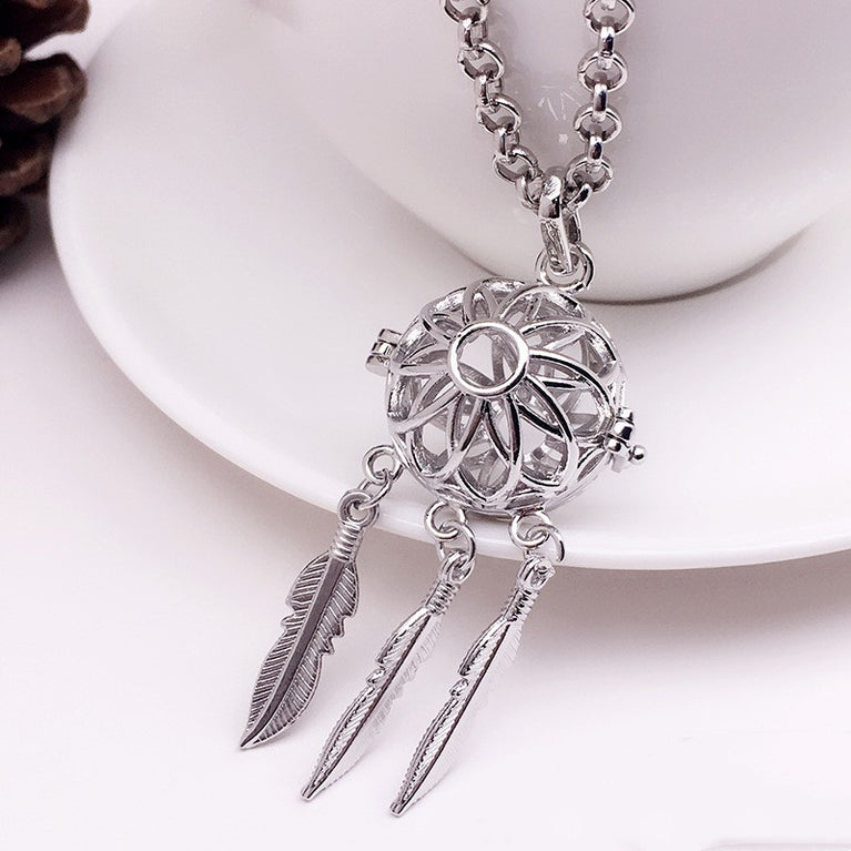 Bird Cage Metal Sphere Holder Necklace Perfume Pendant Sweater Chain