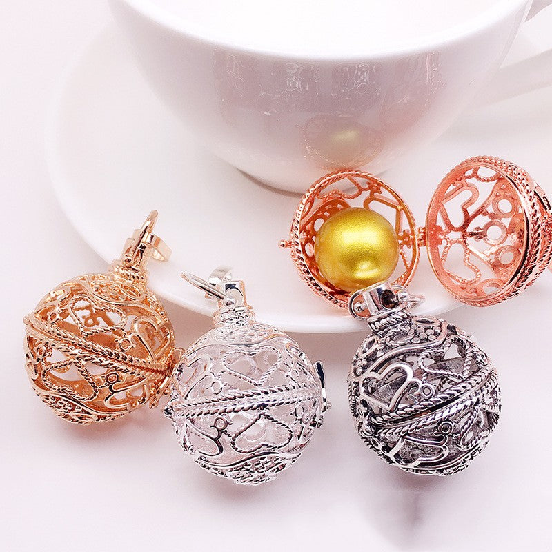 Heart Metal Sphere Holder Necklace Perfume Pendant Sweater Chain