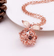 Angel Wing Metal Sphere Holder Necklace Perfume Pendant Sweater Chain