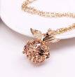 Angel Wing Metal Sphere Holder Necklace Perfume Pendant Sweater Chain