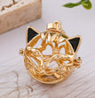 Cat Head Metal Sphere Holder Necklace Perfume Pendant Sweater Chain