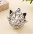 Cat Head Metal Sphere Holder Necklace Perfume Pendant Sweater Chain