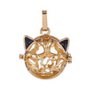 Cat Head Metal Sphere Holder Necklace Perfume Pendant Sweater Chain