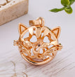 Cat Head Metal Sphere Holder Necklace Perfume Pendant Sweater Chain