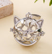 Cat Head Metal Sphere Holder Necklace Perfume Pendant Sweater Chain