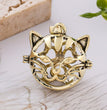 Cat Head Metal Sphere Holder Necklace Perfume Pendant Sweater Chain