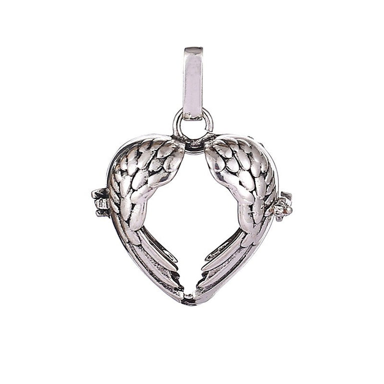 Heart Angel Wing Metal Sphere Holder Necklace Perfume Pendant Sweater Chain