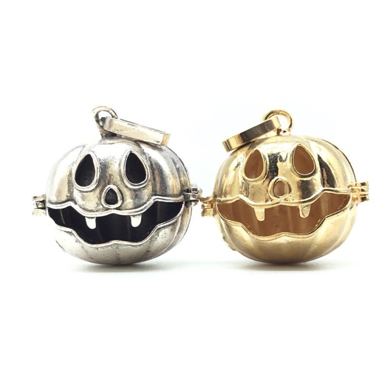 Pumpkin Lantern Metal Sphere Holder Necklace Perfume Pendant Sweater Chain