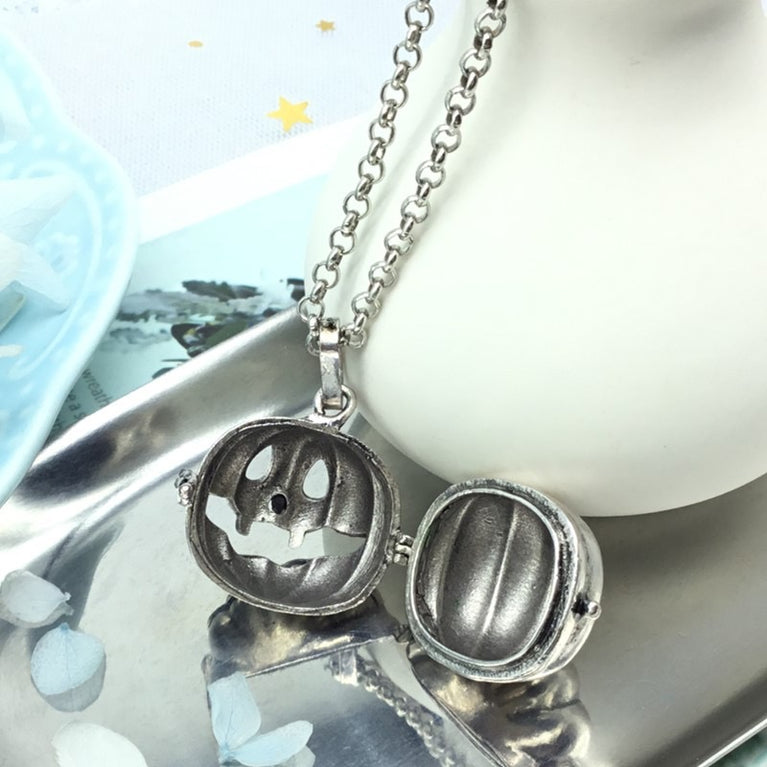 Pumpkin Lantern Metal Sphere Holder Necklace Perfume Pendant Sweater Chain