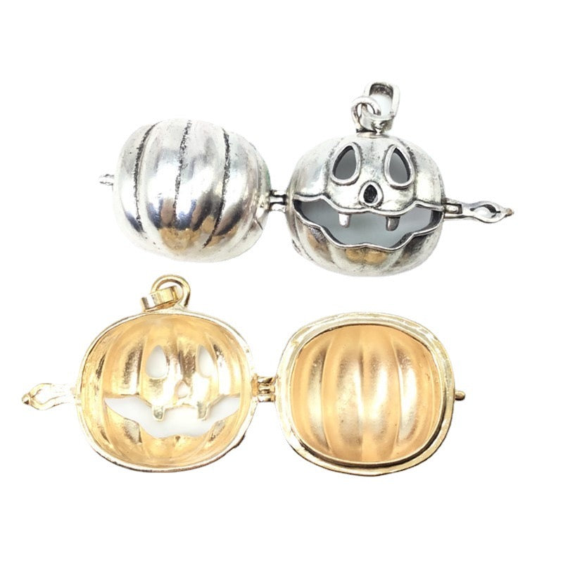 Pumpkin Lantern Metal Sphere Holder Necklace Perfume Pendant Sweater Chain