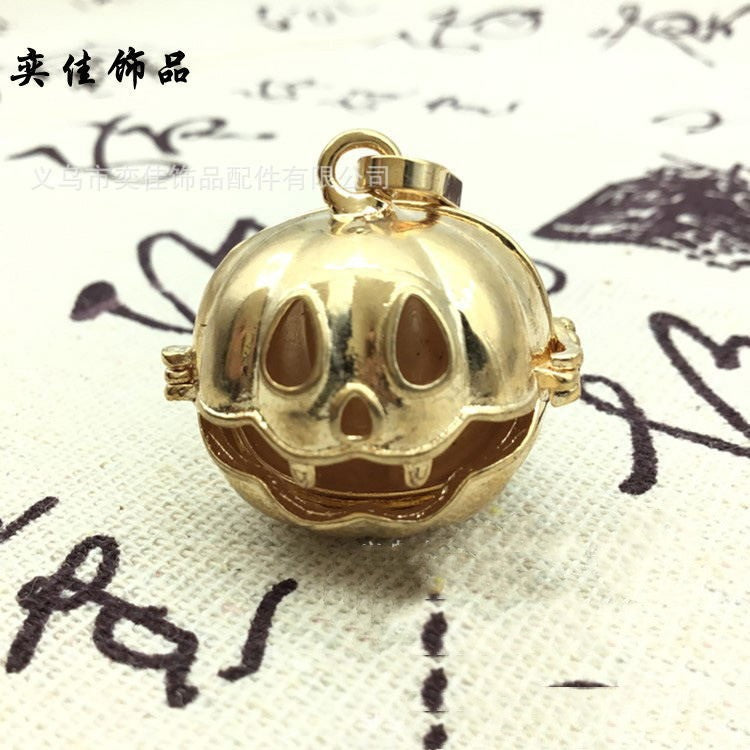 Pumpkin Lantern Metal Sphere Holder Necklace Perfume Pendant Sweater Chain