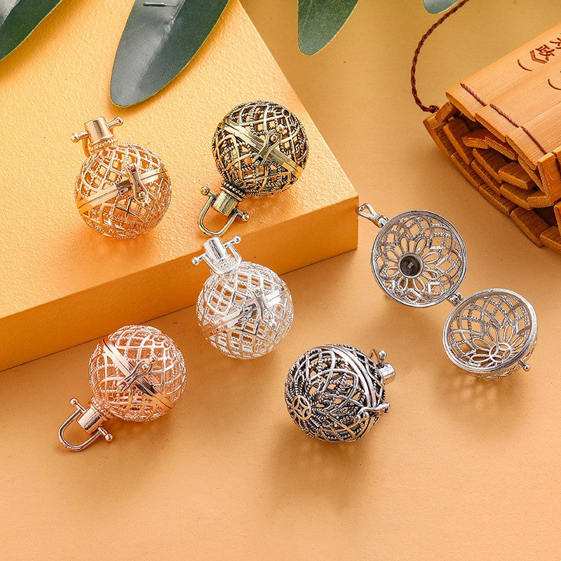 Net Metal Sphere Holder Necklace Perfume Pendant Sweater Chain