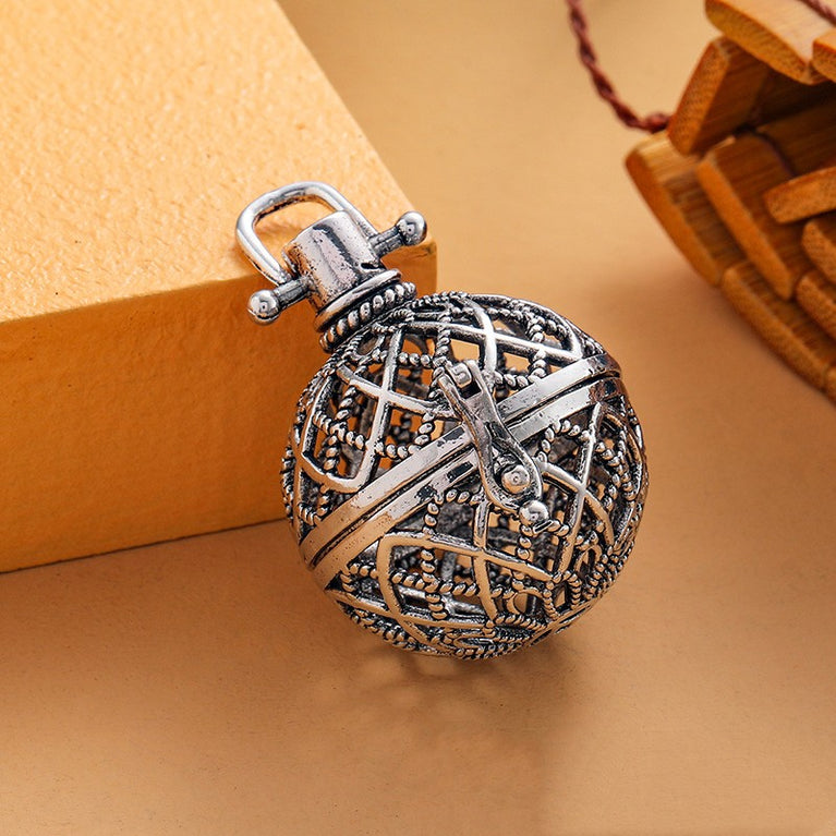 Net Metal Sphere Holder Necklace Perfume Pendant Sweater Chain