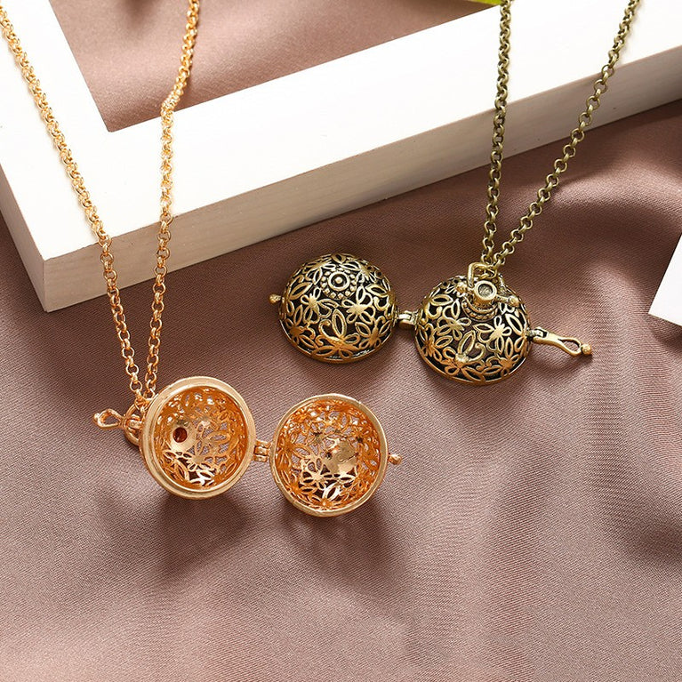 Butterfly Metal Sphere Holder Necklace Perfume Pendant Sweater Chain