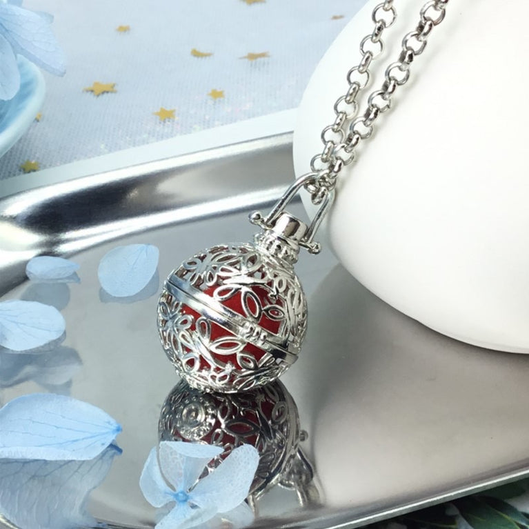 Butterfly Metal Sphere Holder Necklace Perfume Pendant Sweater Chain