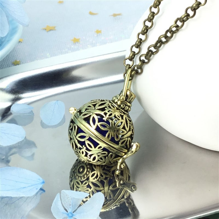 Butterfly Metal Sphere Holder Necklace Perfume Pendant Sweater Chain