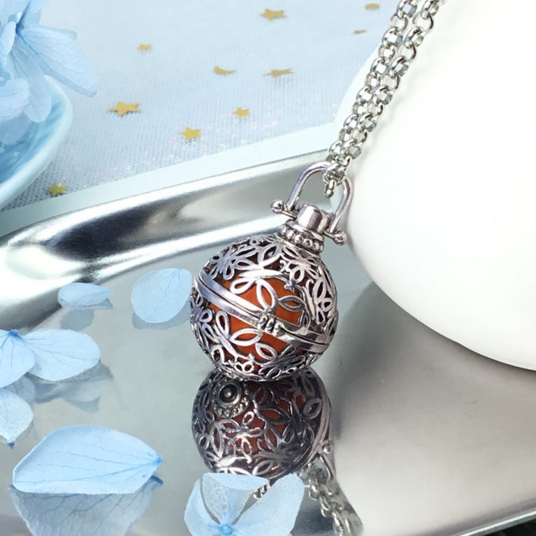 Butterfly Metal Sphere Holder Necklace Perfume Pendant Sweater Chain