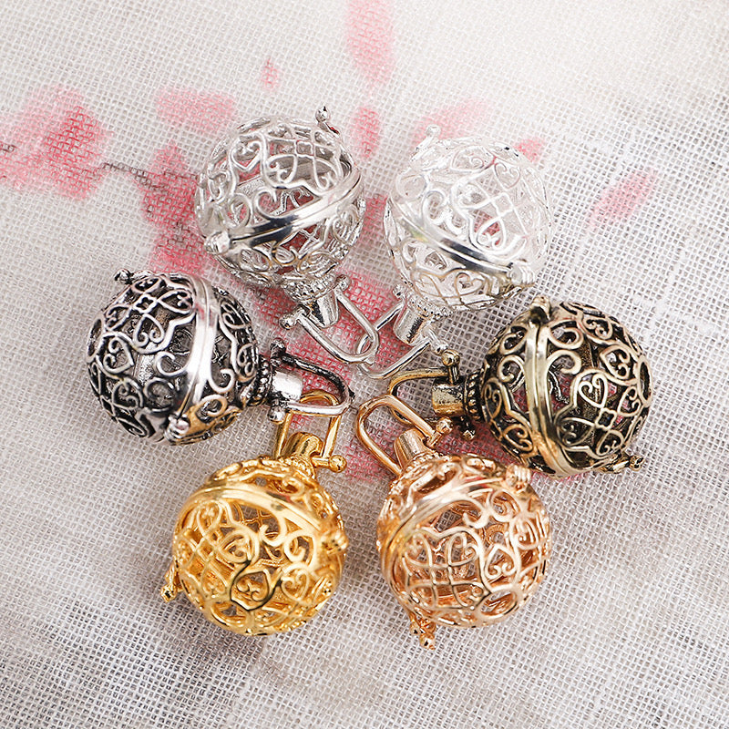 Hearts Metal Sphere Holder Necklace Perfume Pendant Sweater Chain