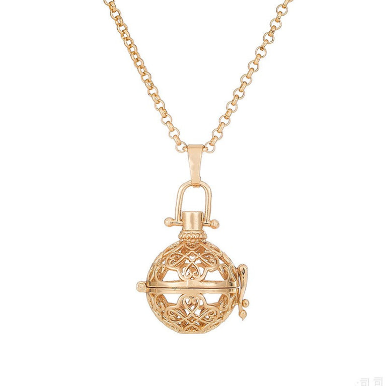 Hearts Metal Sphere Holder Necklace Perfume Pendant Sweater Chain