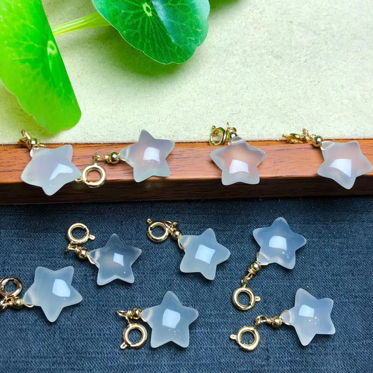 Natural White Agate Star Jewelry Charms Pendants