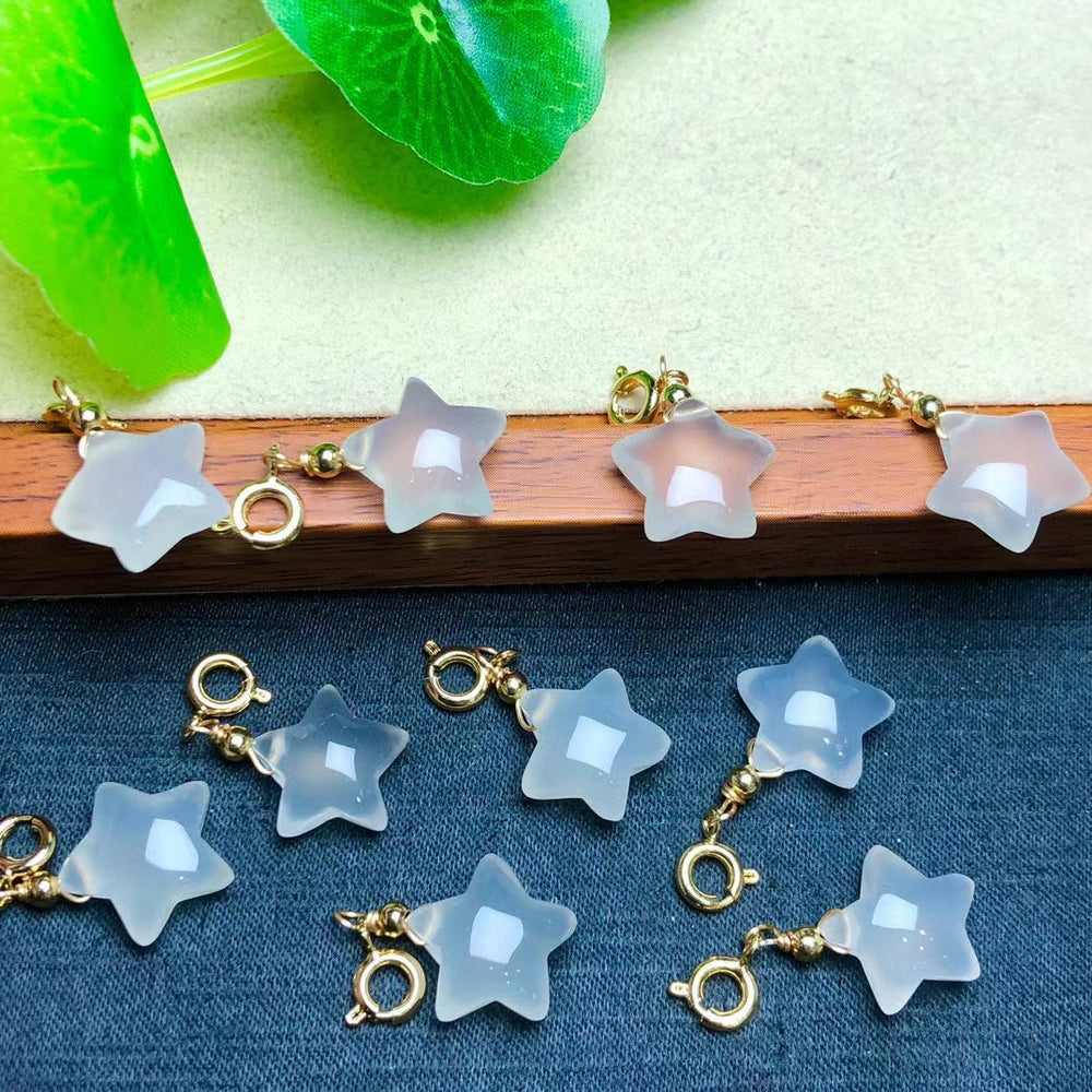 Natural White Agate Star Jewelry Charms Pendants