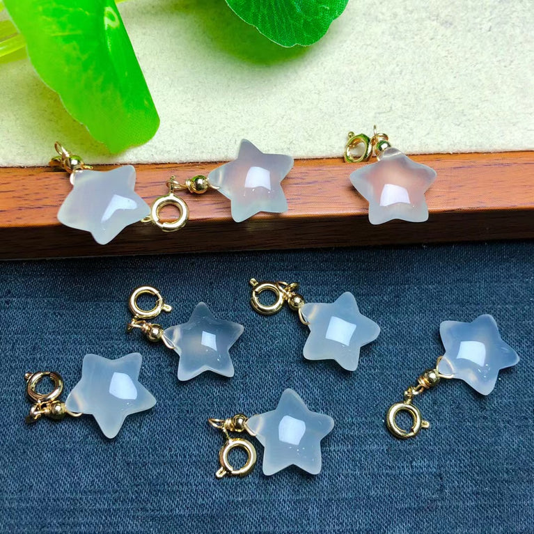 Natural White Agate Star Jewelry Charms Pendants