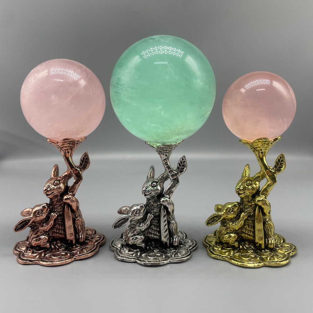 Rabbit Metal Crystal Sphere Holder Ball Stand Decoration