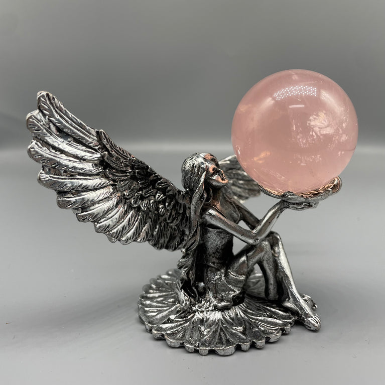 Angel Metal Crystal Sphere Holder Ball Stand Decoration