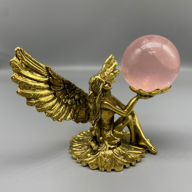 Angel Metal Crystal Sphere Holder Ball Stand Decoration