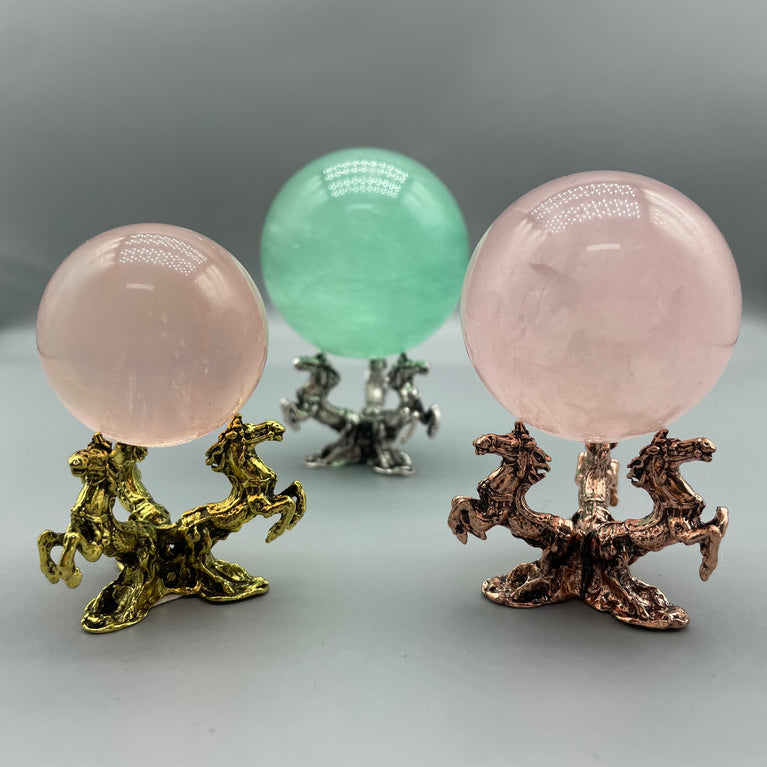 Horse Metal Crystal Sphere Holder Ball Stand Decoration