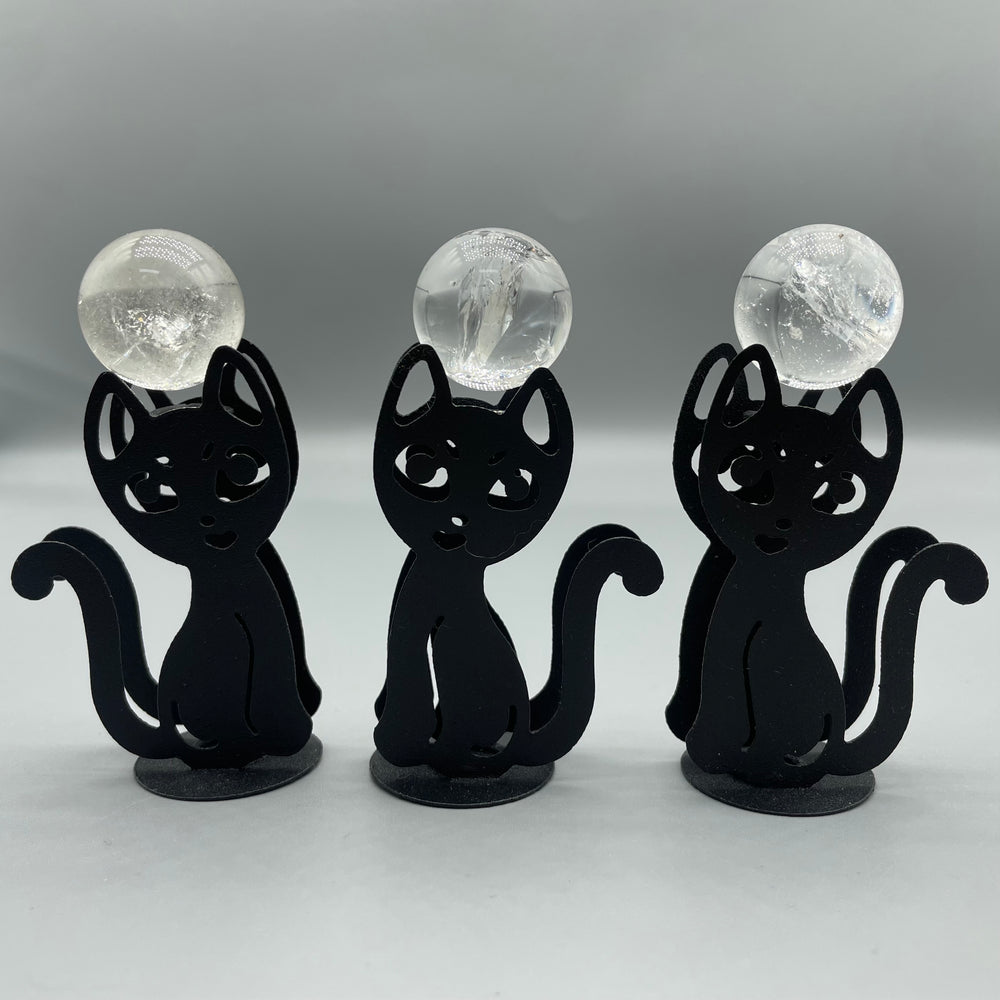 Black Cat Crystal Sphere Holder Ball Stand Decoration