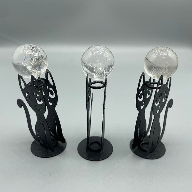 Black Cat Crystal Sphere Holder Ball Stand Decoration