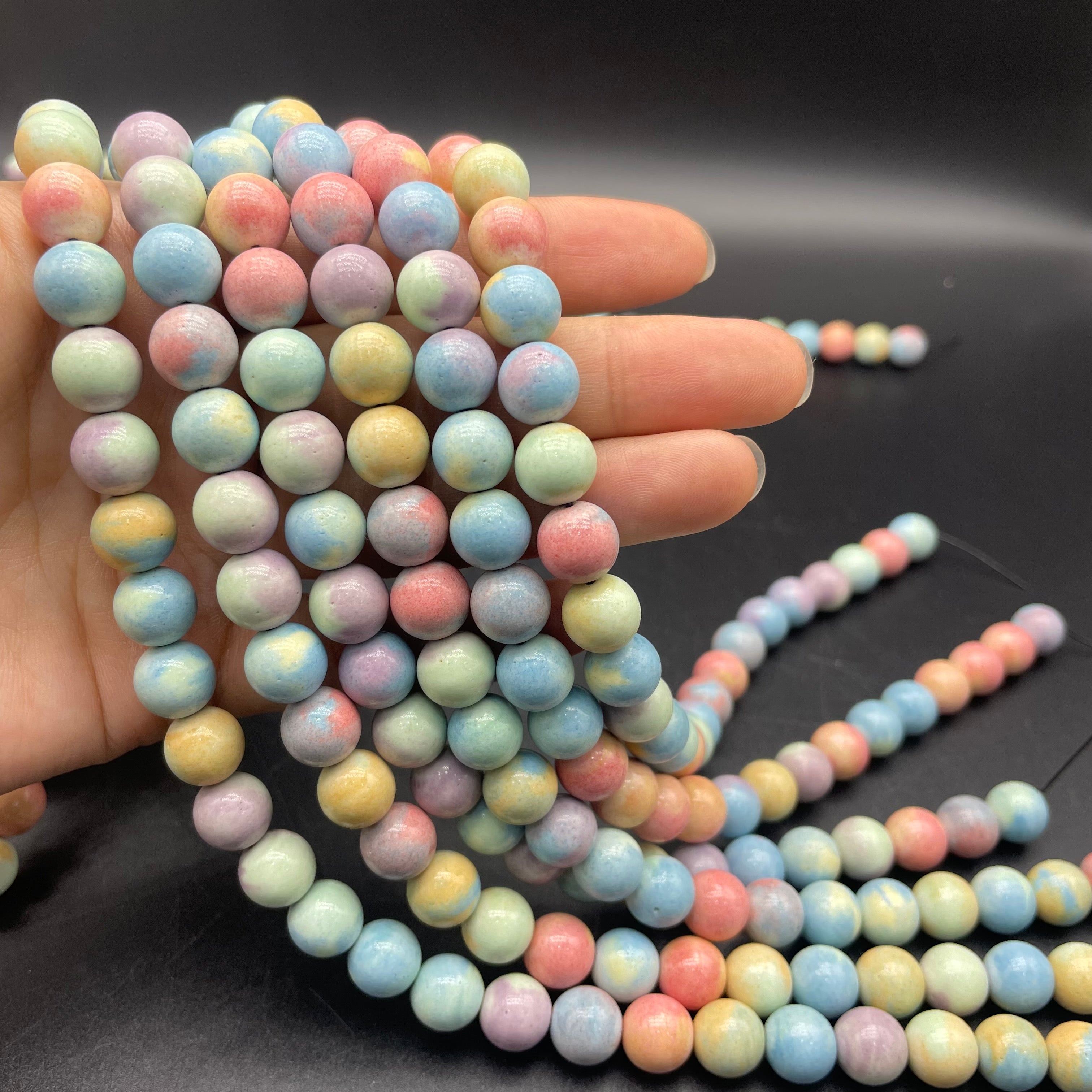 Pastel Stone Beads Strands Loose Beads Jewelry DIY Bracelets