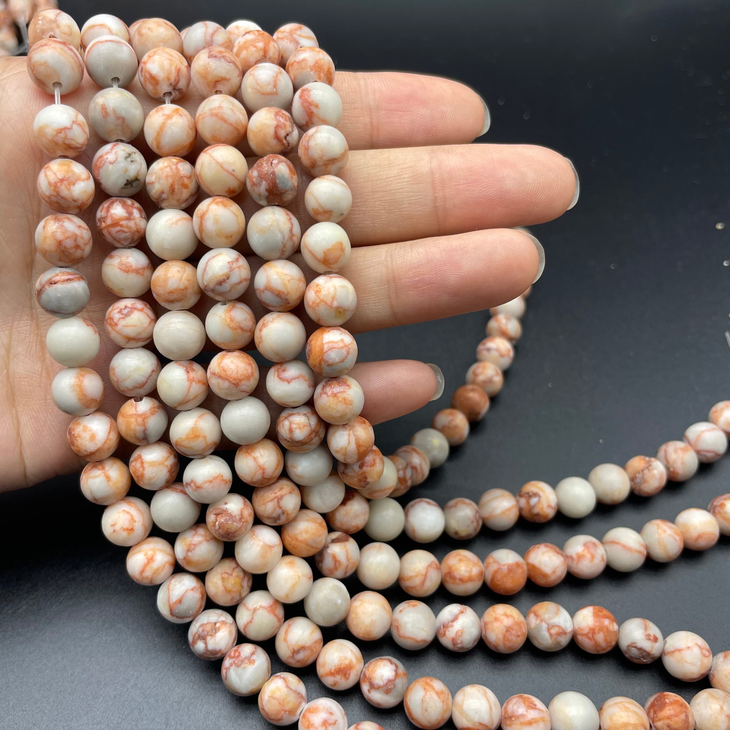 Red Vein Jasper Beads Strands Loose Beads Jewelry DIY Bracelets