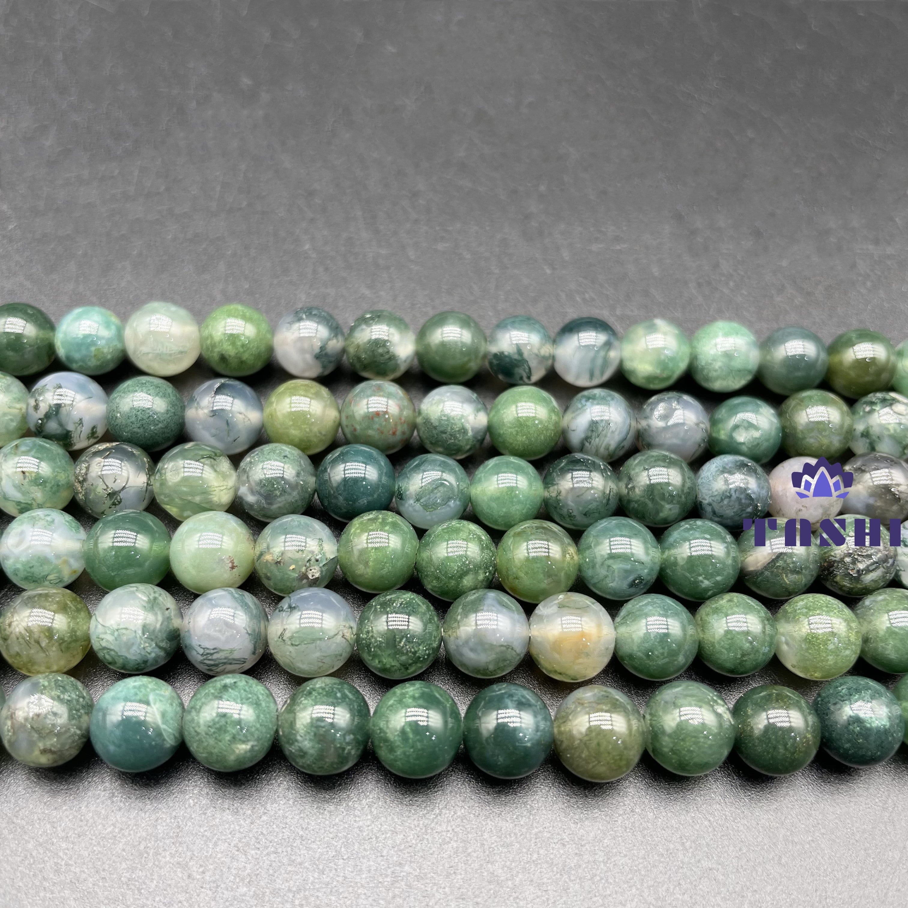 Moss Agate Beads Strands Loose Beads Jewelry DIY Bracelets