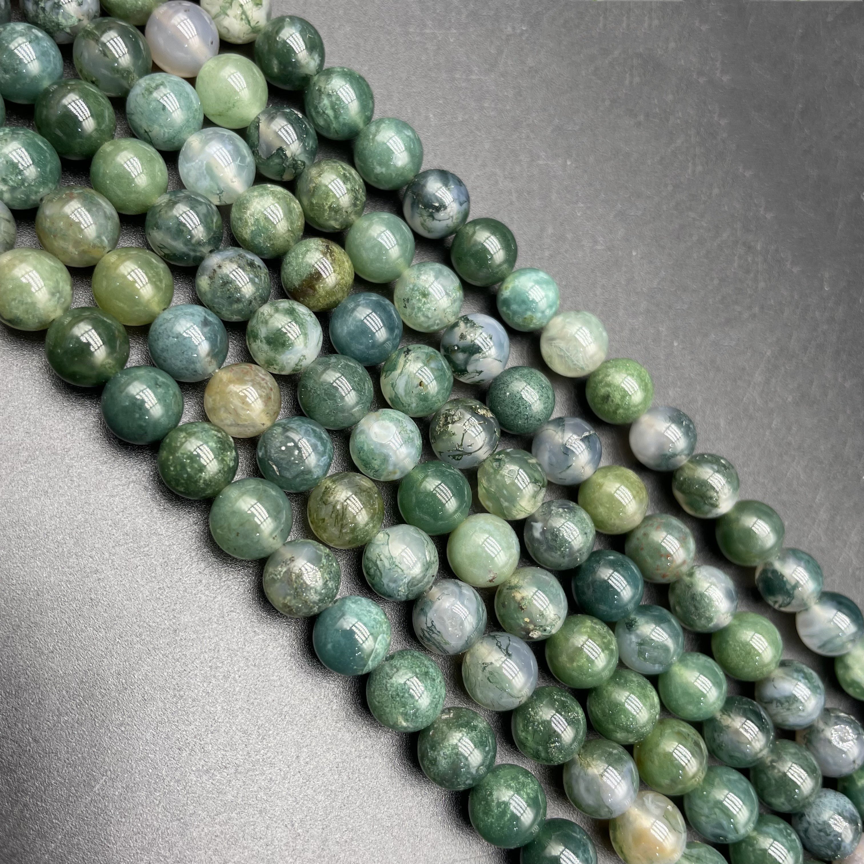 Moss Agate Beads Strands Loose Beads Jewelry DIY Bracelets