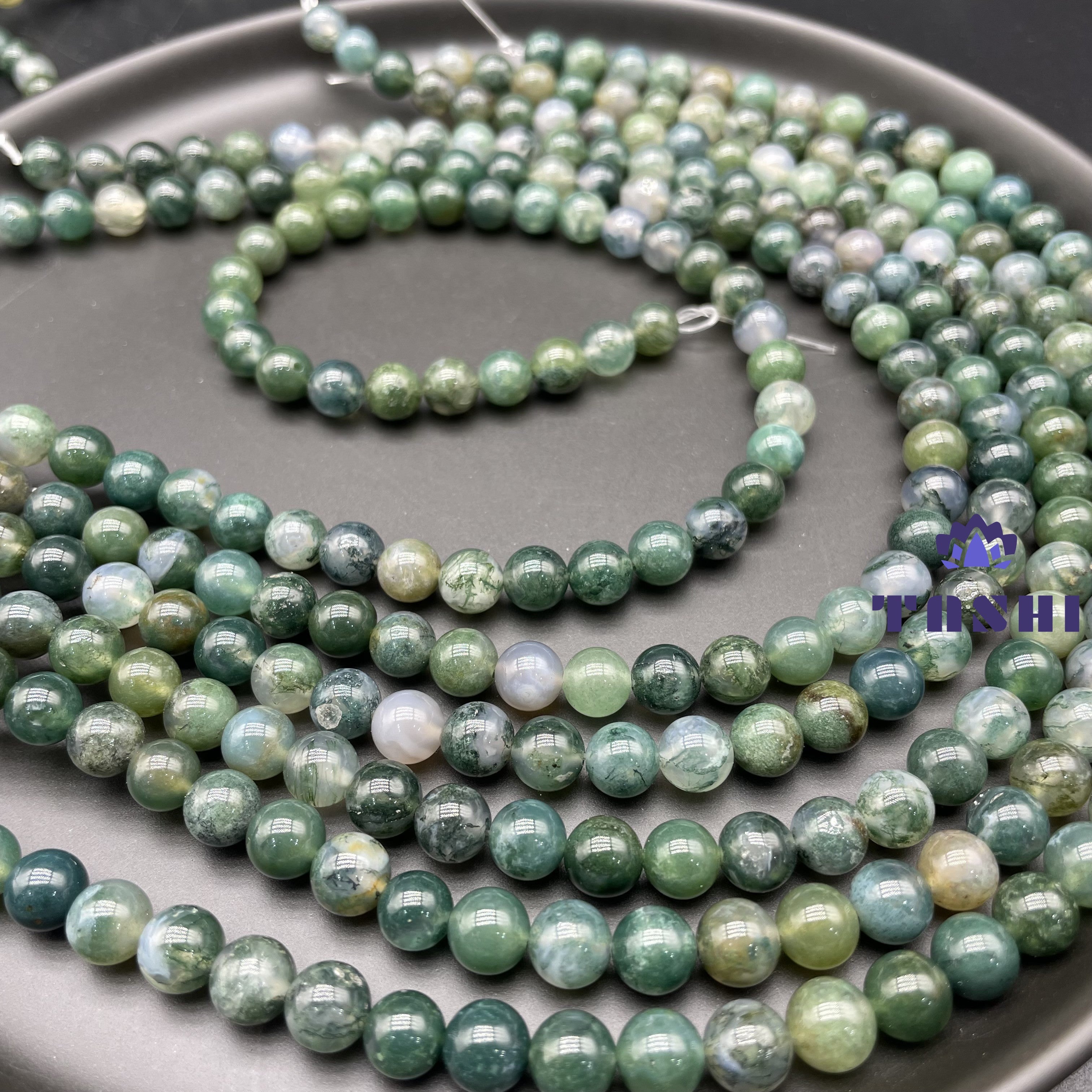 Moss Agate Beads Strands Loose Beads Jewelry DIY Bracelets