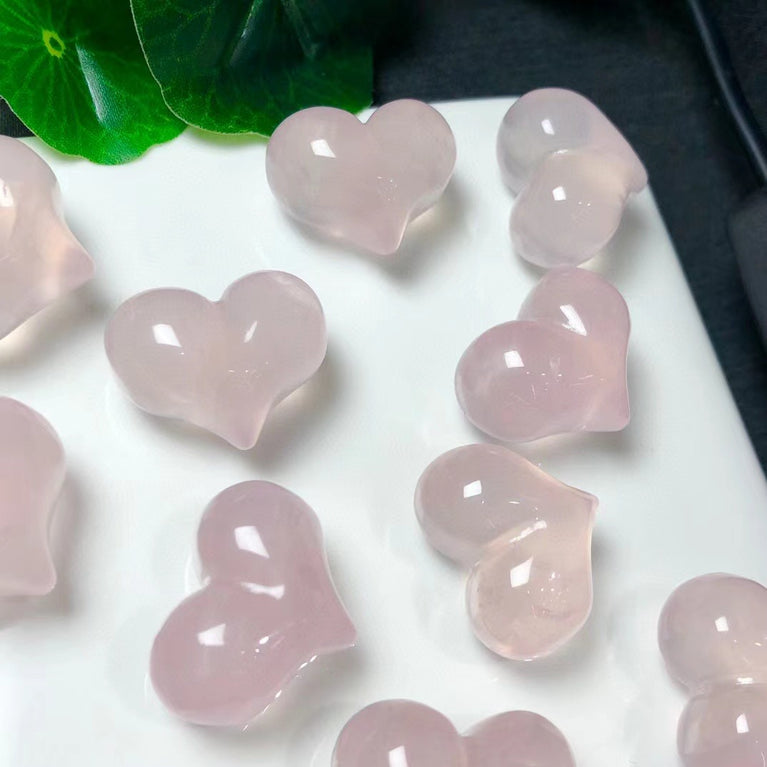 Rose Quartz Puffy Heart Jewelry Charms Mini Carvings Confetti