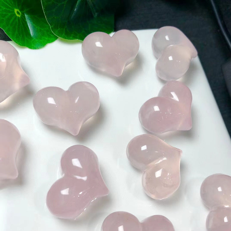 Rose Quartz Puffy Heart Jewelry Charms Mini Carvings Confetti