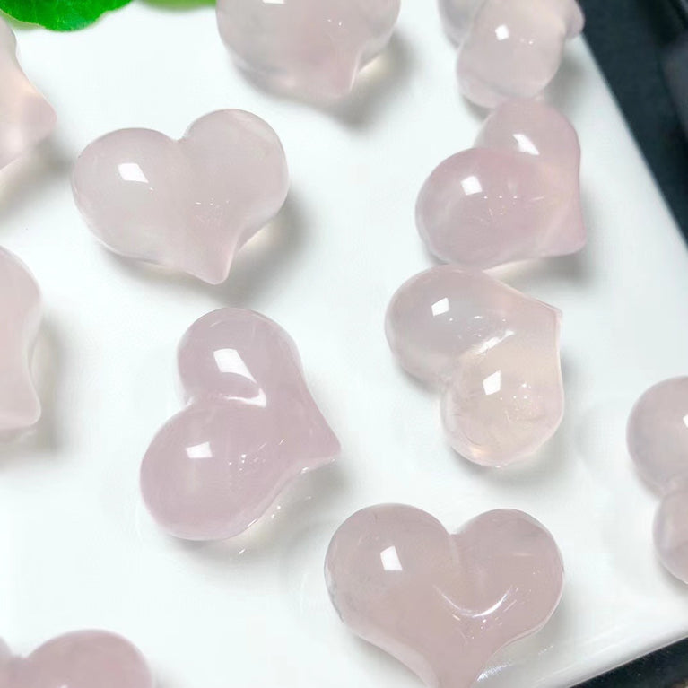 Rose Quartz Puffy Heart Jewelry Charms Mini Carvings Confetti