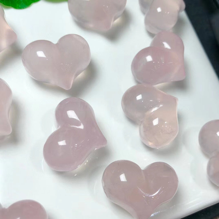 Rose Quartz Puffy Heart Jewelry Charms Mini Carvings Confetti