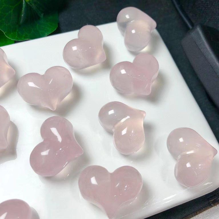 Rose Quartz Puffy Heart Jewelry Charms Mini Carvings Confetti