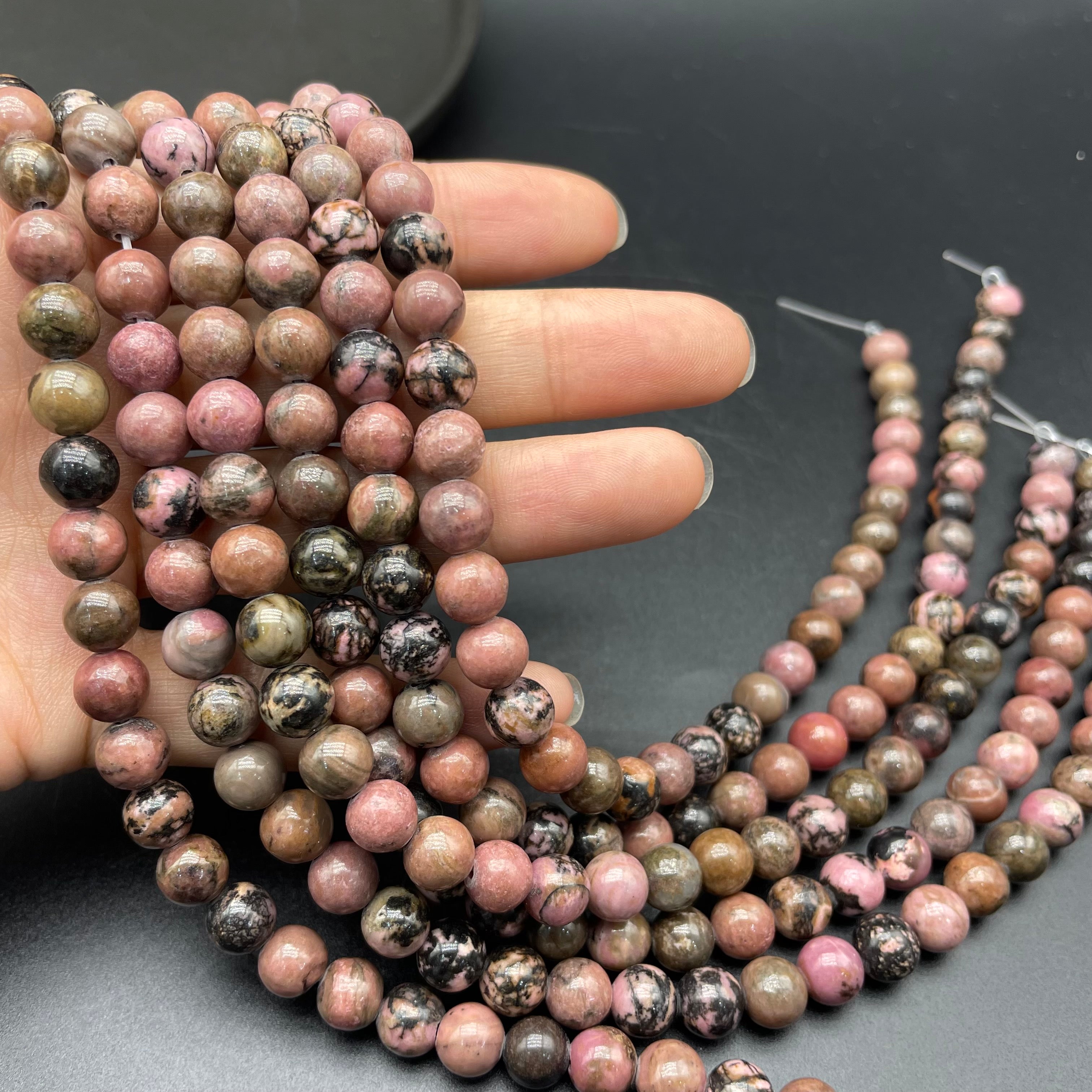 Rhodonite Beads Strands Loose Beads Jewelry DIY Bracelets