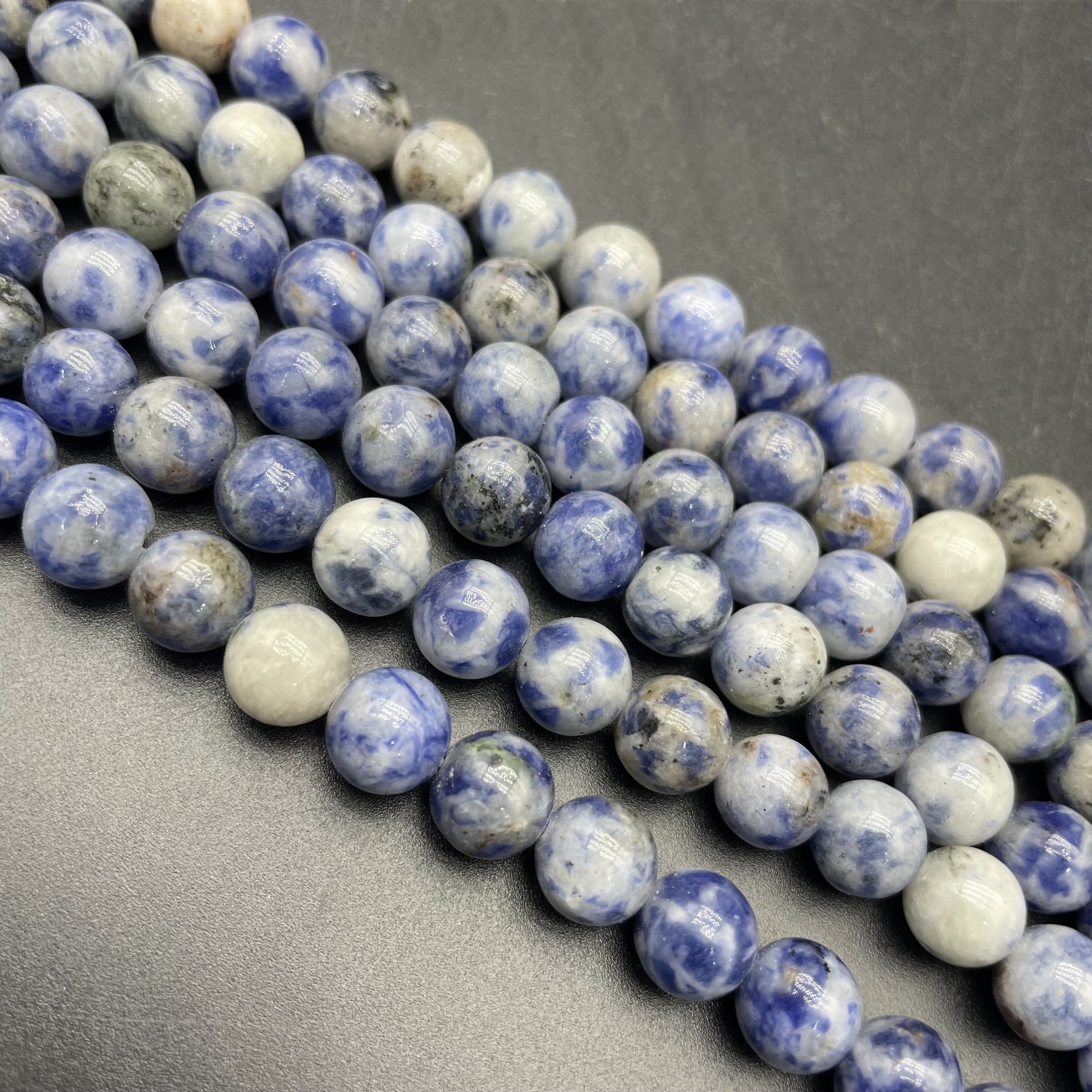 Blue Spotted Jasper Beads Strands Loose Beads Jewelry DIY Bracelets
