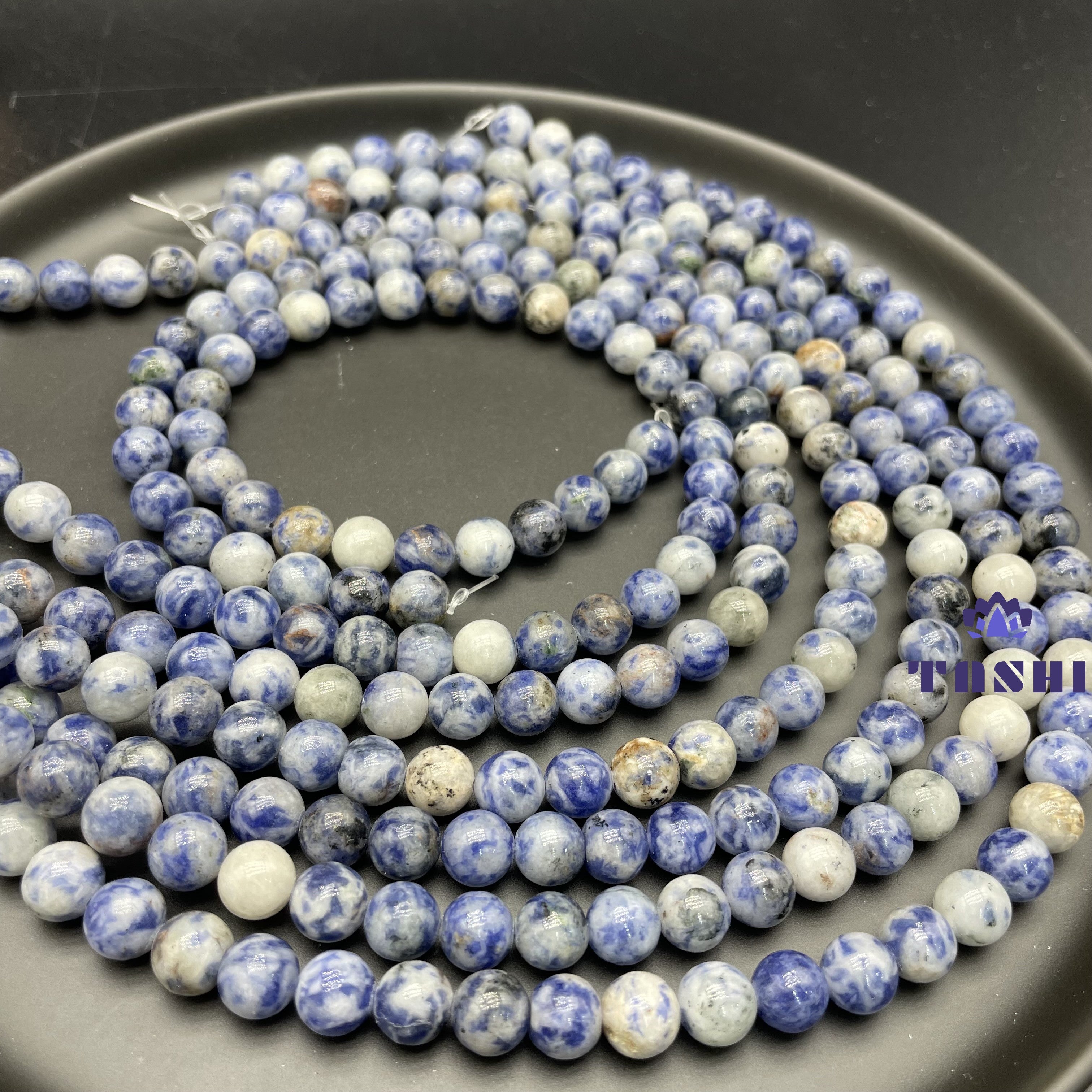 Blue Spotted Jasper Beads Strands Loose Beads Jewelry DIY Bracelets