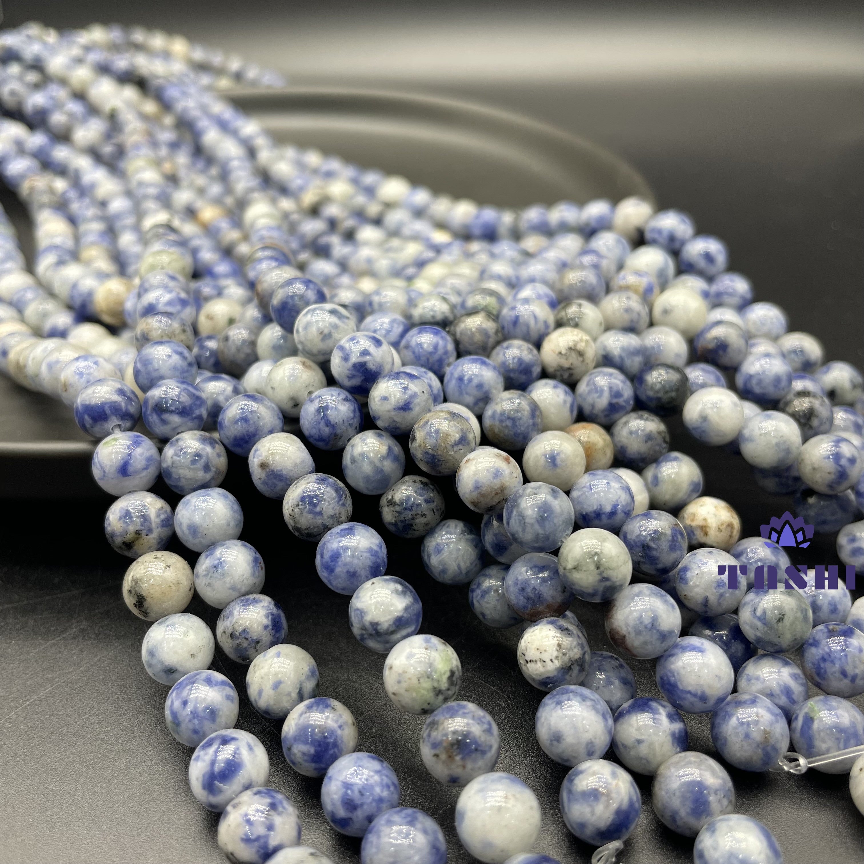 Blue Spotted Jasper Beads Strands Loose Beads Jewelry DIY Bracelets