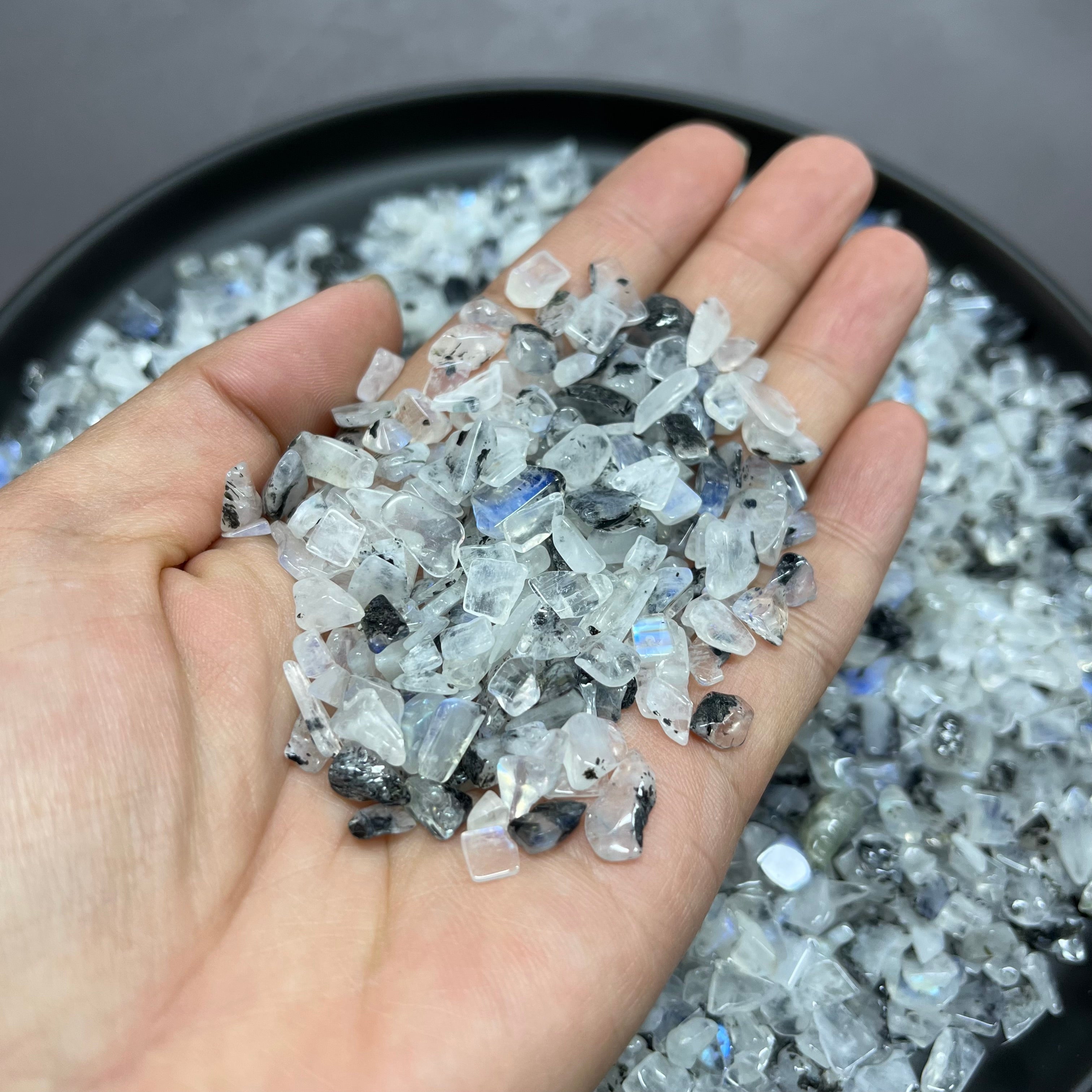 Natural Flashy Rainbow Moonstone Chips Raw Wholesale