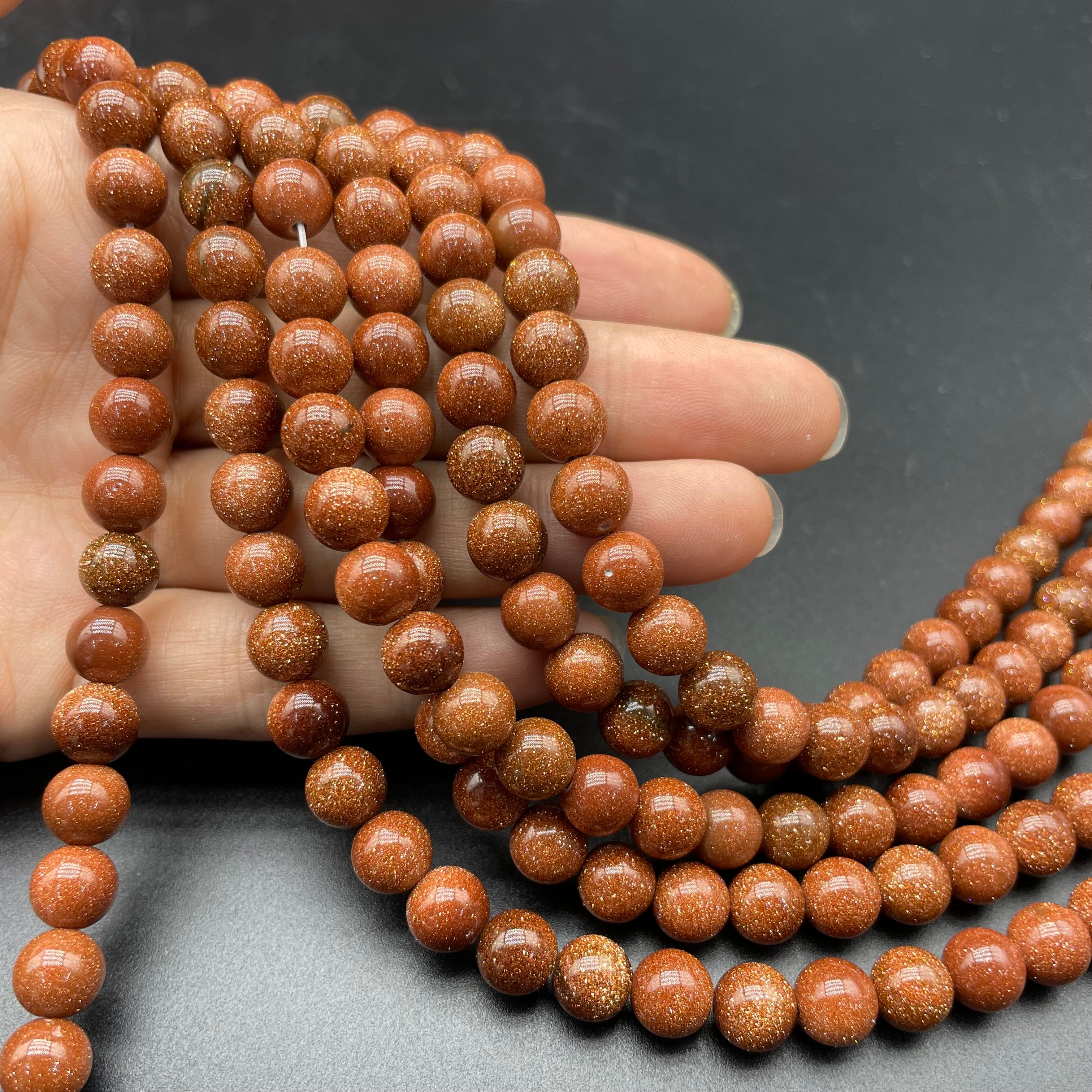 Golden Sandstone Beads Strands Loose Beads Jewelry DIY Bracelets