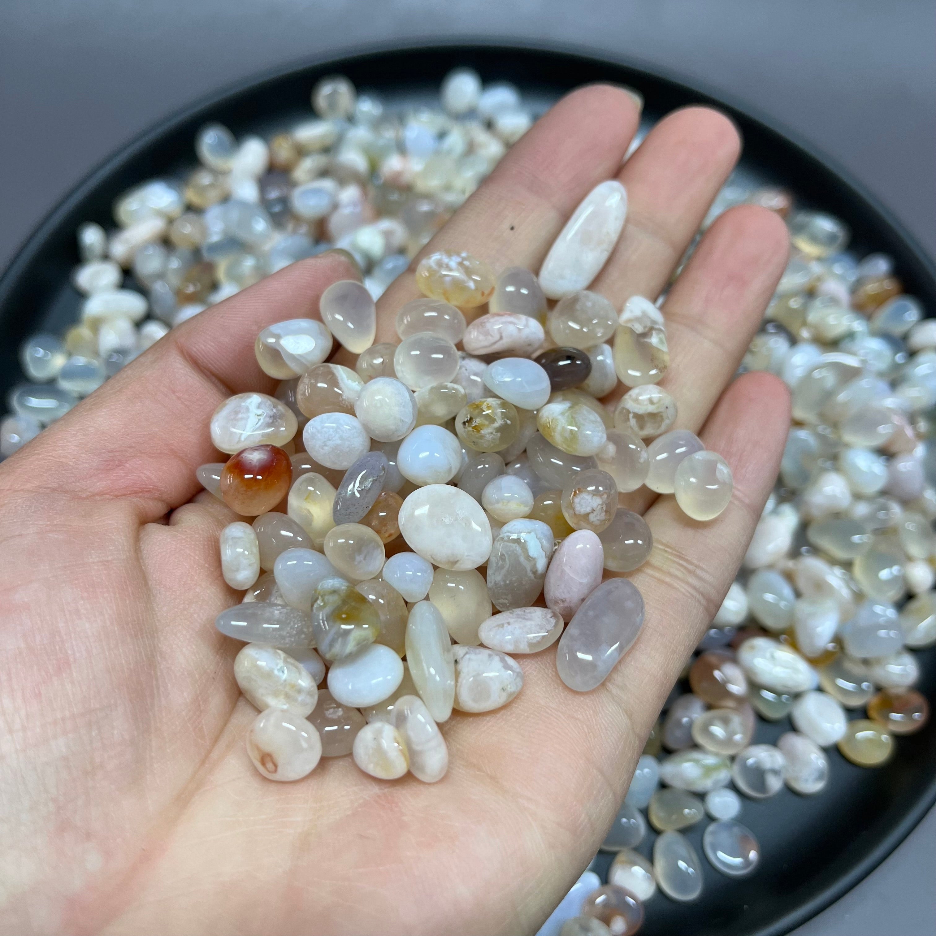 Natural Flower Agate Pebbles Chips Wholesale